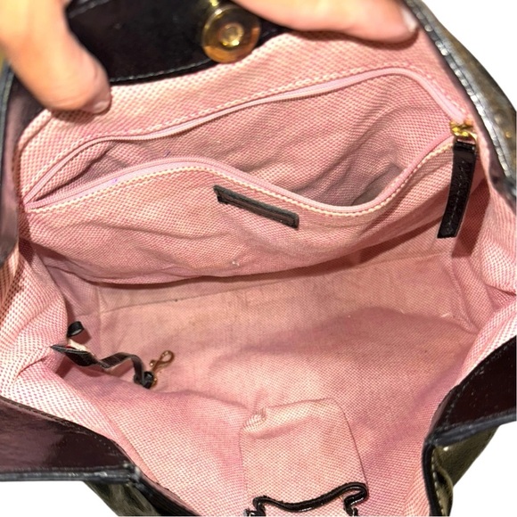 Dooney & Bourke Black Patent Leather Hobo Bag – Zip Pocket Slouch Style - Picture 9 of 16